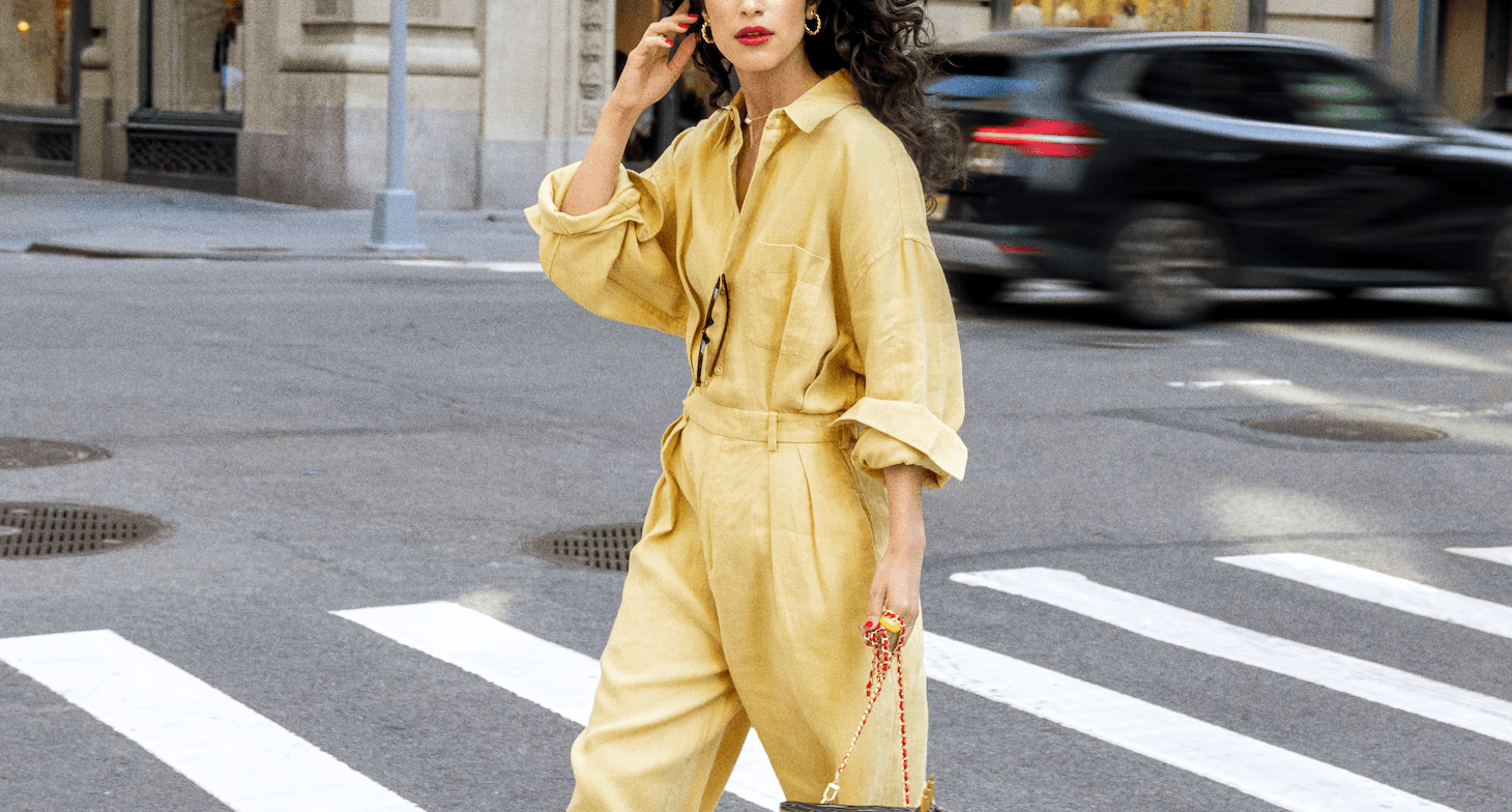 betty crocker purse and girl in yellow jumpsuit