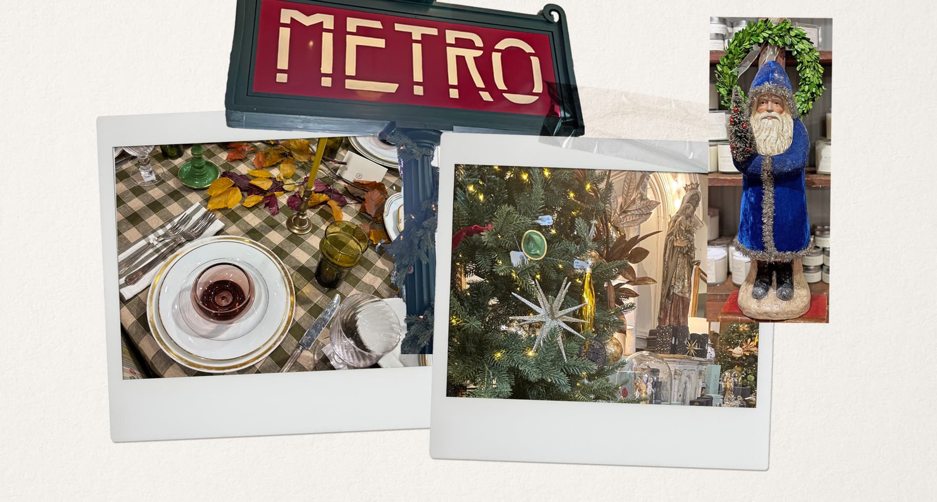 French Christmas style: collage of French Christmas decor