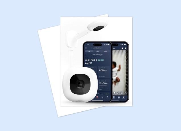 nanit pro baby monitor sale prime day 2024: nanit pro baby monitor on blue background