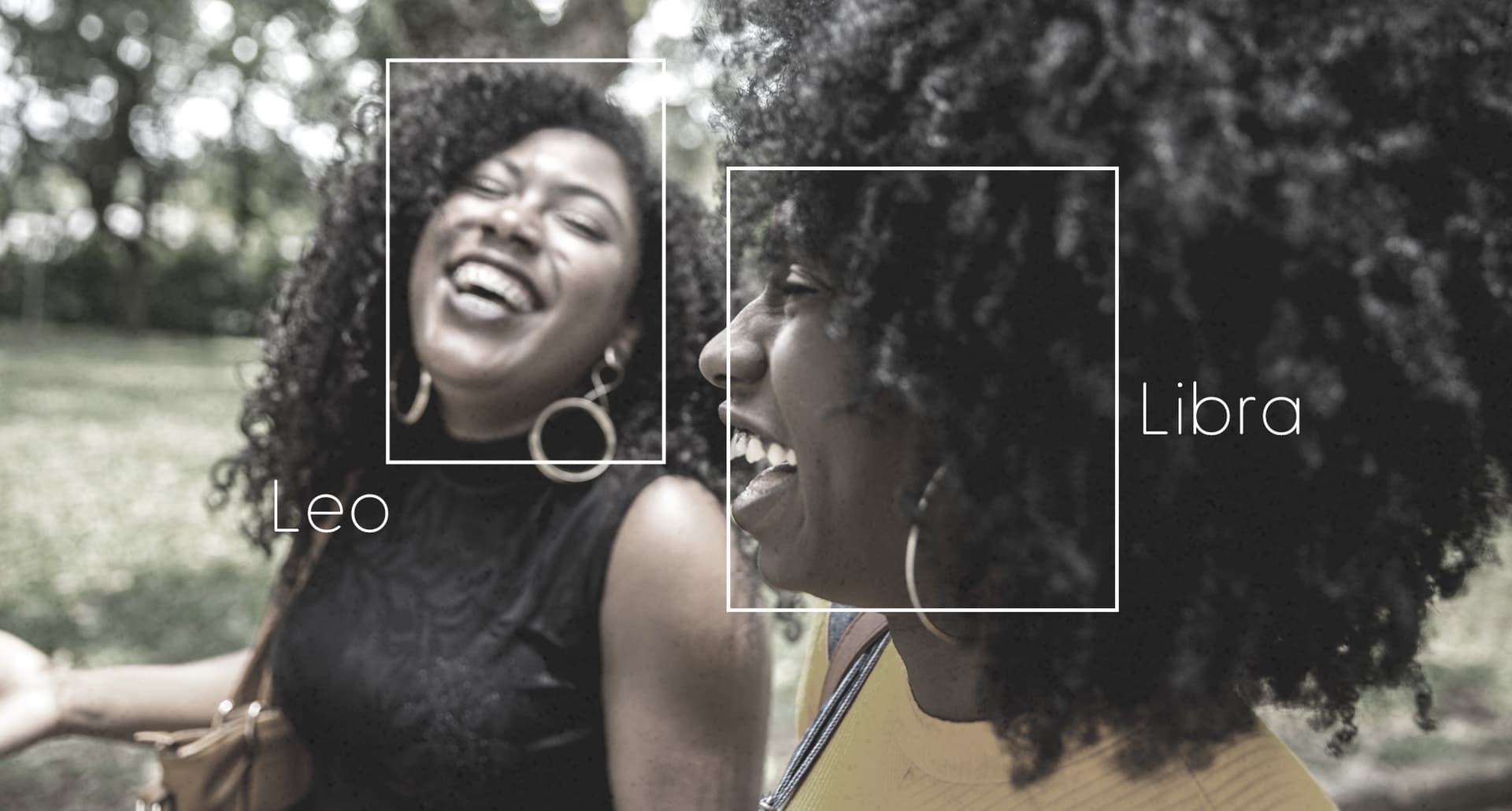 Two friends laughing illustrating the funniest zodiac signs