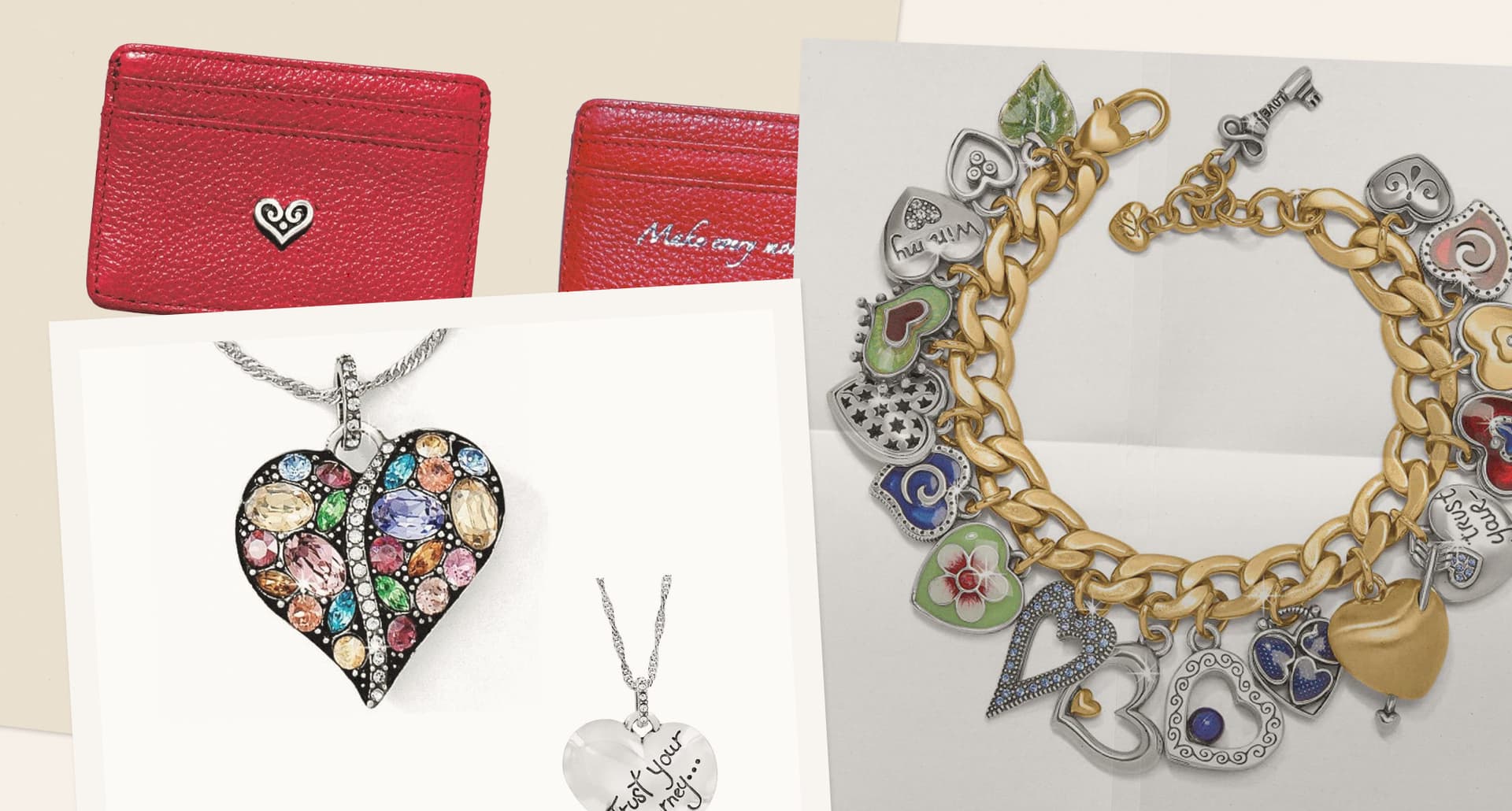 brighton-jewelry-nostalgia-and-trends: A collage of photos featuring jewelry pieces from Brighton.