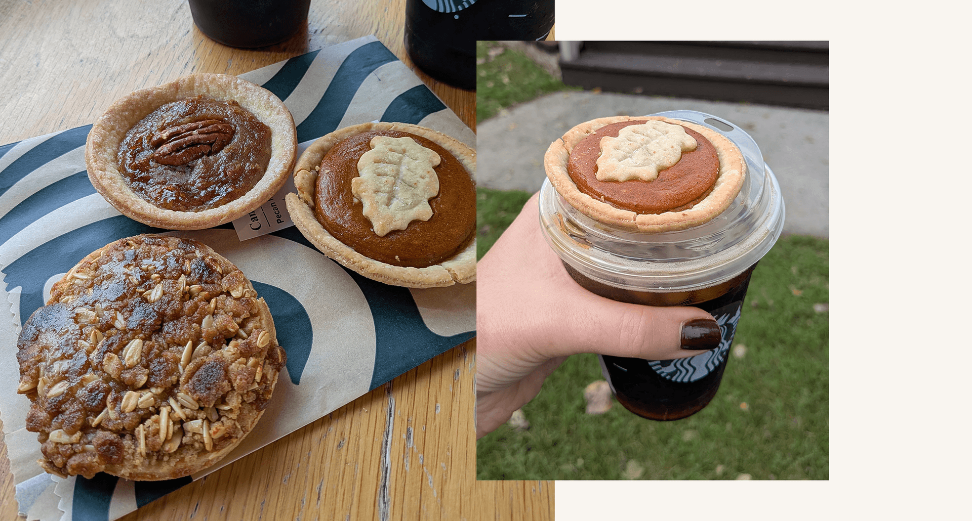 starbucks mini pies and aerocano